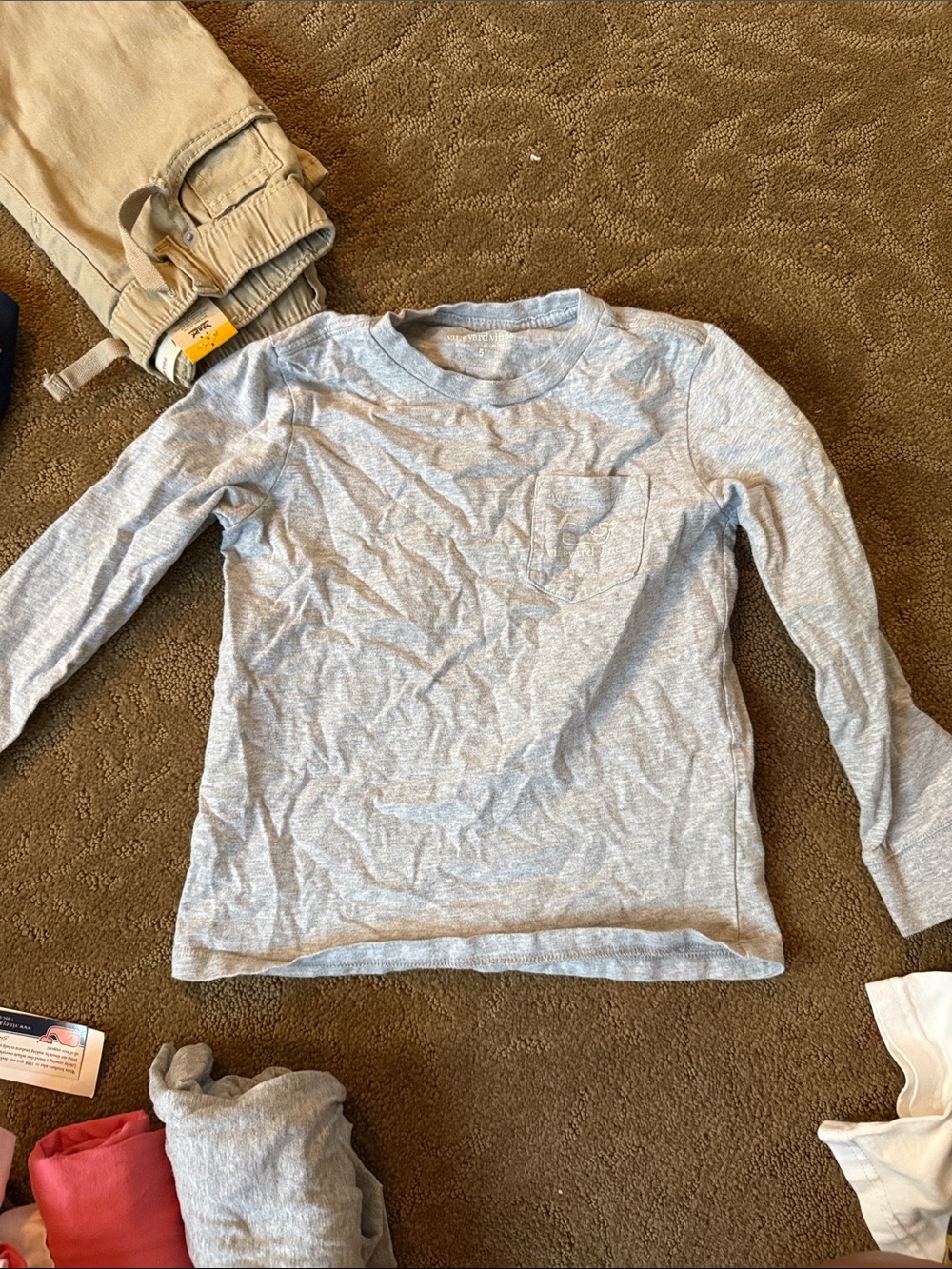 Vineyard Vines Kids' Long-Sleeve Pocket Tee - Light Gray